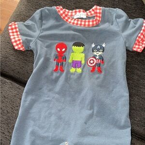 Kids Superhero Romper with Red and Blue Accents